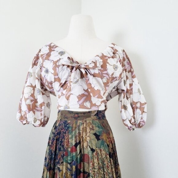 Abercrombie & Fitch Crop Top Puff Sleeve Sweetheart Neckline Short Peasant - Picture 11 of 11